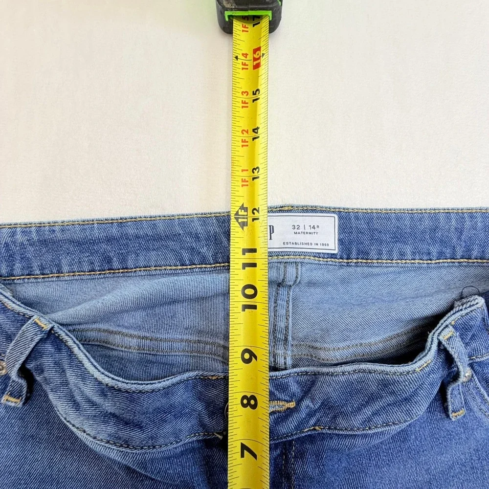 GAP Maternity Slim Straight Jeans Womens‎ 14R Side Panels Blue Stretch Denim